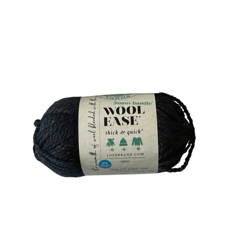 Lion‎ Brand Yarns Wool Ease Frosty Spruce #6 Super Bulky 174 Yards Bonus Bundle